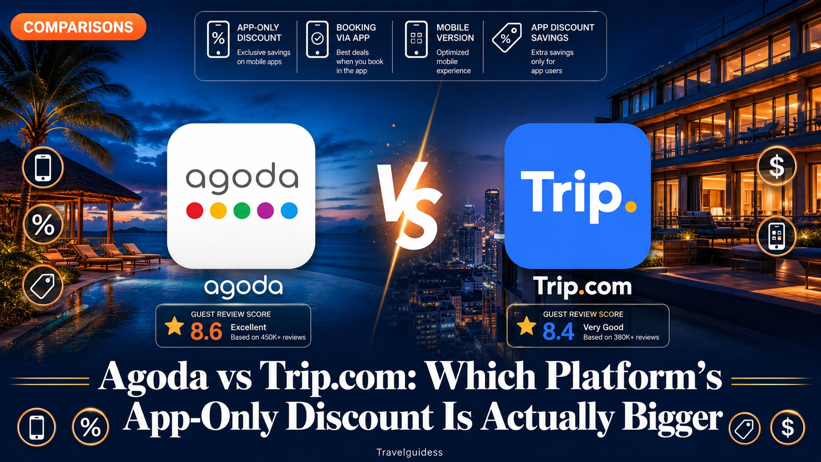Agoda vs Trip.com comparison, showing app-only discount rates