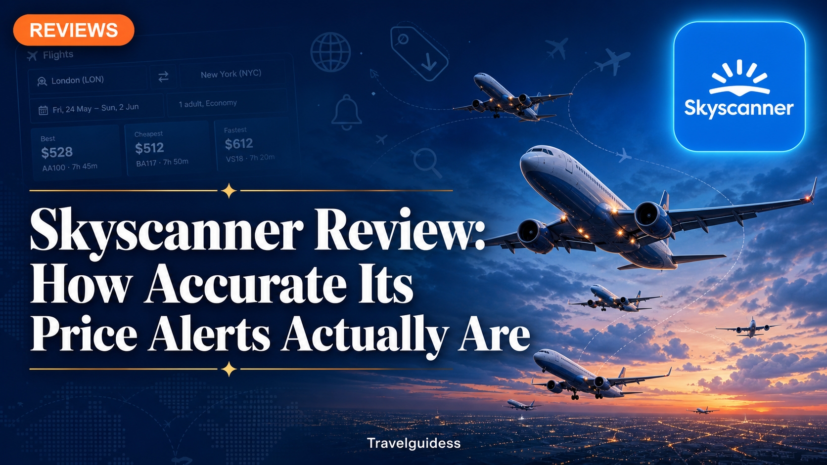 Skyscanner flight search results screen